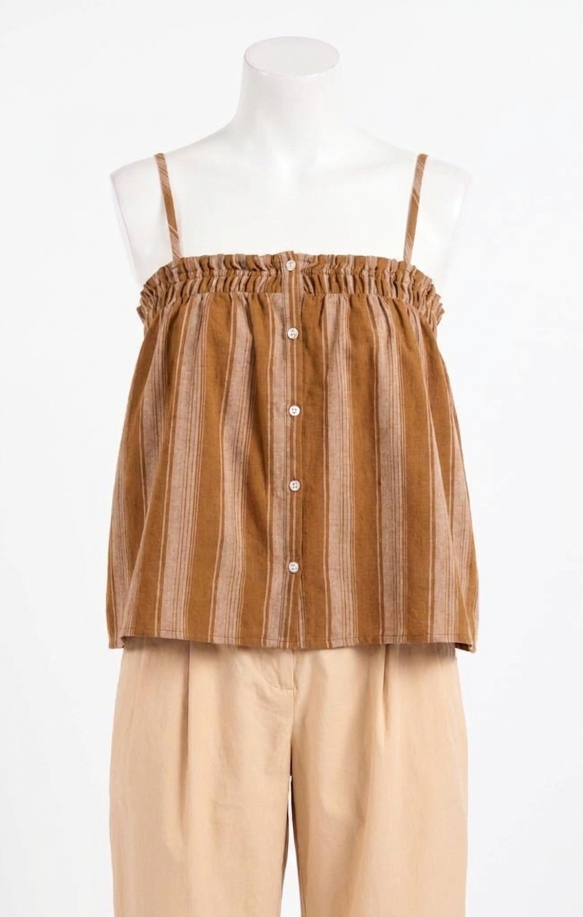 NEW SADIE & SAGE terra rose button-front cami top in camel brown
